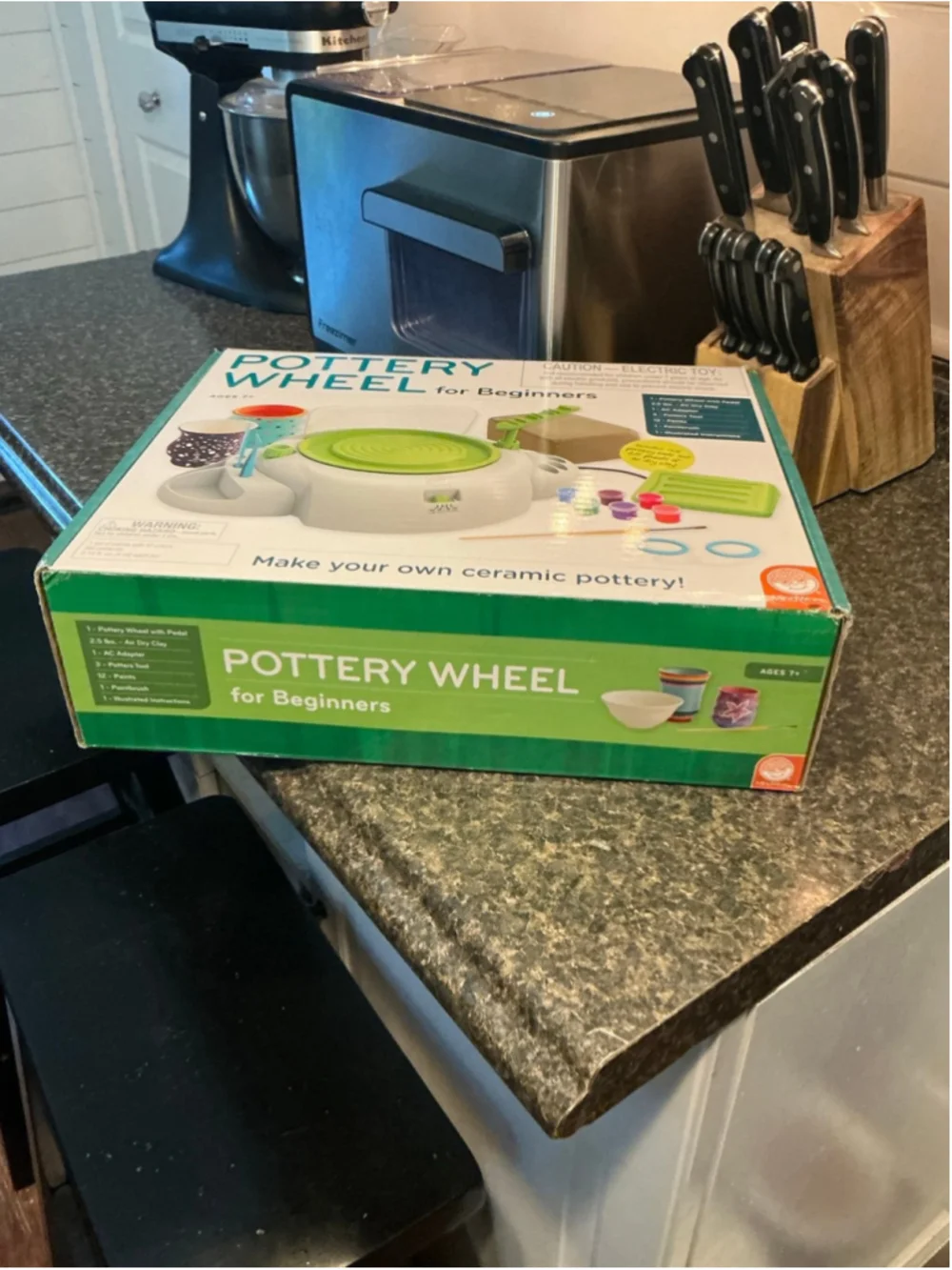 MindWare Pottery Wheel for Beginners Pottery Kit with Air-Dry Clay, Tools NEW